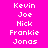 A static image displays a of names on a bright pink background with alternating light purple highlights