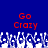 Blue background with red pixelated text 'Go Crazy' repeated twice above a white and blue pixelated wave pattern.