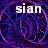 A 48x48 pixel animated buddy icon featuring the text "sian" in white block letters over a swirling purple and blue abstract background with visible dithering patterns.