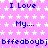 Pixelated icon with repeating text on a starry background, featuring blue text on a pink backdrop with white stars.