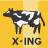 Animated contact sheet of a cow icon showing progressive frame-by-frame animation across 12 sampled frames with varying body parts and text labels.