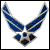Four distinct 50x50 pixel icons arranged in a 2x2 contact sheet: Air Force symbol, soldier aiming rifle, fighter jet, and masked pilot.