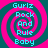 Four identical spiral-patterned icons with cyan text reading 'Gurlz Rock And Rule Baby' on a teal background, arranged in a