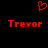 Red pixelated heart symbol above two instances of the name 'Trevor' in red text on a black background.