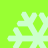 Four light green snowflakes on a bright green background, arranged in a with no visible animation changes