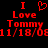 Red pixelated text and symbols on black background with heart symbol replacing 'love' in phrase.