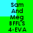 Green and cyan background with black text reading "Sam And Meg BFFL'S 4-EVA" in two vertical , animated to shift between top-left and bottom-right positions