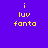 Pixelated yellow text 'i luv fanta' on a purple-to-pink gradient background with one instance showing a pink glow effect.