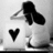 Black-and-white pixelated image of a person with long dark hair covering their face, a heart symbol, and text reading 'waiting for you <3' on a black background.