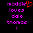 Pixelated text in purple and red on black background with one version showing a heart symbol replacing the 'e' in maddie.
