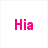 Six pixelated 'Hia' text icons arranged in a , each in distinct solid colors with no background elements