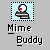 Pixelated icon of a figure with red eyes holding an object, displayed in three variations on light blue backgrounds.