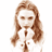 Static pixelated icon of a person with long brown hair and closed eyes, rendered in sepia tones on white background.