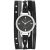 Black-and-white pixelated icon of a wristwatch with a circular face, white band, and dark background with scattered light pixels.