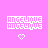 Pixelated text 'ANGELIQUE HUJAYIWA' in white block letters on pink background with two heart icons below, one outlined and one filled black.