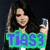 A four- of pixelated celebrity images with overlaid text in bright colors, each showing a different pose or expression