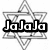 Two side-by-side pixelated star-shaped icons with black text overlays reading "JaJaJa" and "Jewish" on a white background.