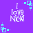 Purple background with repeated white text "I love Nicki" and cyan square-dot patterns in pixelated style.