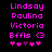 Pixelated text and symbols in bright pink on black background, with two identical vertical of text and symbols