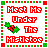A static contact sheet of two side-by-side animated frames showing a pixel art design with text and mistletoe, bordered by red-green squares on white background.