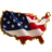 Pixelated map of the United States filled with American flag colors and stars, outlined in brown, on a gray background.