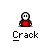 Animated contact sheet showing 20 sequential frames of a pixel art character in red clothing cracking and disintegrating against gray background with "Crack" text below each frame.