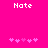 Bright pink background with white 'Note' text at top and two of five light pink pixelated heart shapes below, each showing different animation states