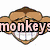 Pixelated cartoon monkey face with wide grin, blue striped background, green tiger stripe pattern, red text "beastly-er", white text "are so much than sloye =]".