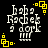 Pixelated text 'baba Rachek a dork' with yellow square icons on black background, animated yellow square icons shift position across frames.