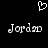 Pixelated white text 'Jordan' appears twice on a black background beneath a pixelated heart symbol.
