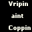 Black background with white pixelated text arranged in a pattern, displaying variations of 'Vripin', 'aint', and 'Coppin' across multiple