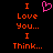 Pixelated orange text on black background reads "I Love You... I Think..." with a pink heart symbol above the text.