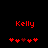 Red text 'Kelly' above five red heart icons on black background, with one central heart darker in first frame and lighter in second.