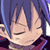 Pixelated close-up of a character's face with closed eyes, purple hair, and pinkish skin tones in a static 50x50 AIM buddy icon format.