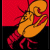 Pixelated lobster graphic with red and orange segments on black background, accompanied by red text reading BEING BOILED HURTS! and LOBSTER LIB.COM.