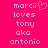 Pixelated text on bright pink background with a heart symbol next to 'marci' in the left