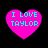 Four pink heart-shaped icons with cyan text reading "I LOVE TAYLOR" on a black background, arranged in a