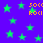 A static image with a purple background filled with green stars and orange text reading "500 ROCK" in multiple locations.