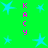 Green background with blue star shapes and vertical pink text reading 'JOCK' on both sides.
