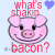 A 50x50 pixel animated buddy icon featuring a pink cartoon pig with text above and below, displayed as two frames in a contact sheet showing animation variation.