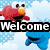 Animated sequence showing Elmo and Cookie Monster with 'Welcome' text, a heart-shaped flame effect transitioning to 'To', then a pink heart outline with 'Nice G36's' text.
