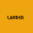 Yellow background with repeated 'LAUREN' text and scattered black heart icons in various positions.