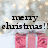 Animated icon with holiday-themed background and pink gift boxes, displaying sequential text messages.