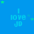 Blue background with repeated 'I love JD' text and green stars in various positions across the frame.
