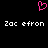 Pixelated pink heart symbol above white text reading 'Zac efron' repeated twice on black background.