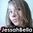 Pixelated static image of a person with long dark hair against a light blue background, with text reading 'JessohBello' at the bottom.