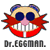 Pixelated cartoon head with blue sunglasses, red mustache, and open mouth showing teeth; text below reads 'Dr. EGGMAN.'