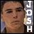 A pixelated close-up of a person's face with closed eyes, next to vertical white text reading 'JOSH' on a gray background.