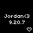 Pixelated white text on black background with two identical heart symbols below, showing static display.