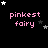 A black background displays pink text reading 'pinkest fairy' with white and gray stars scattered around, showing animation changes in star positions across frames.